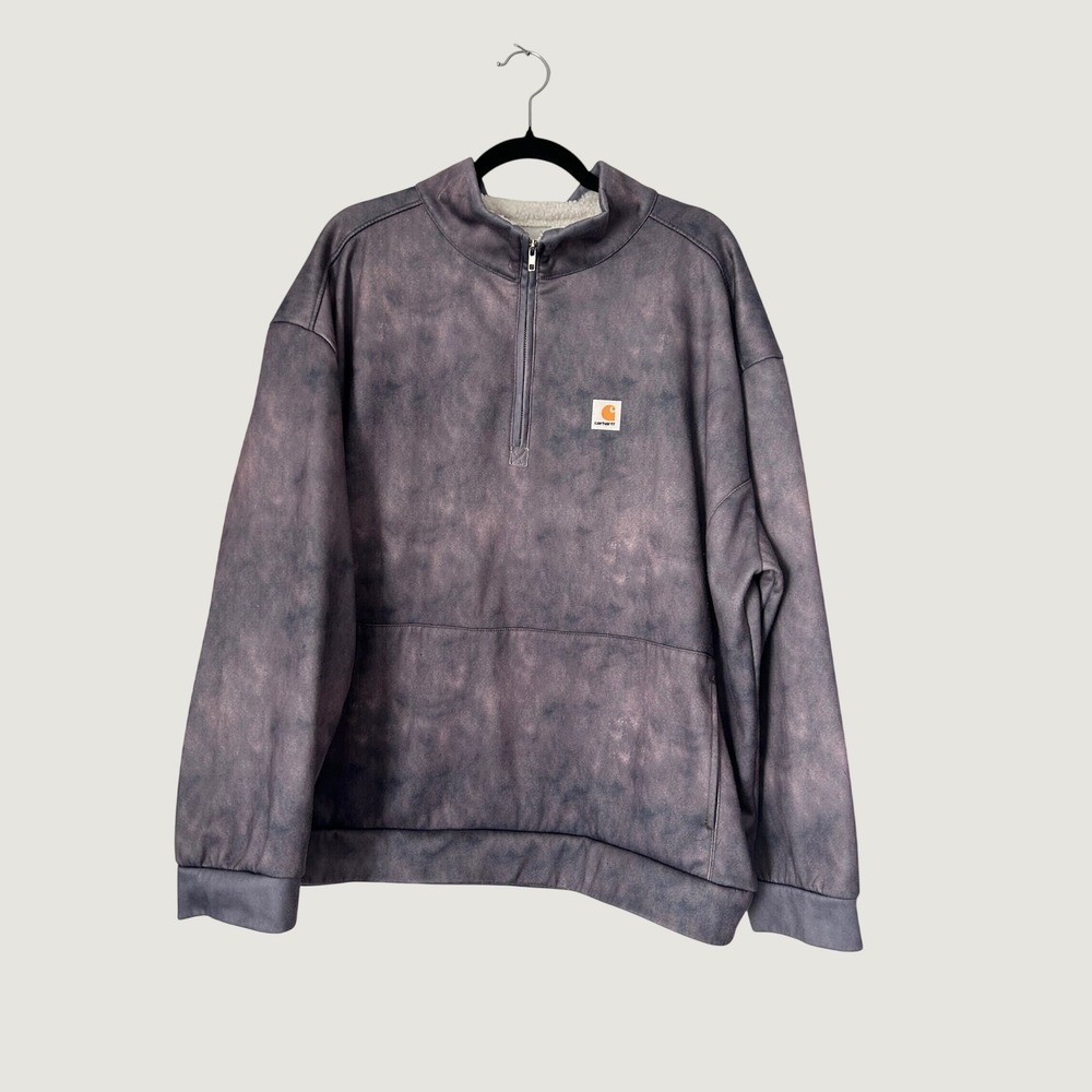 Carhartt Quarter Zip Pullover Mens 3XL Purple Acid Wash Fleece Gorpcore Utility